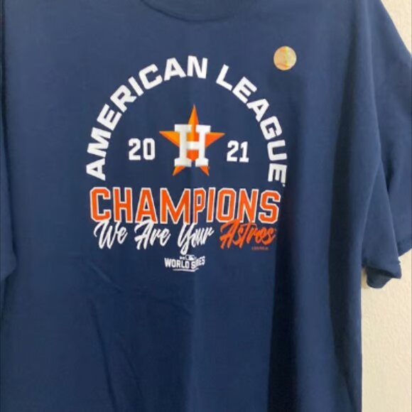 AMERICAN LEAGUE Men's T-Shirt; World Series 2021 Champions WE ARE YOUR ASTROS - Picture 3 of 6